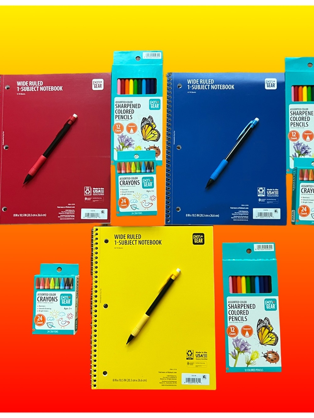 Back to School Bundle - notebook -colored pencils- crayons- mechanical pencil.